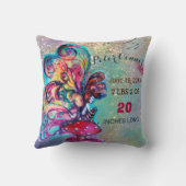 小小妖精や小人キノコ赤ちゃんシャワーベビー誕生統計 クッション (裏面)