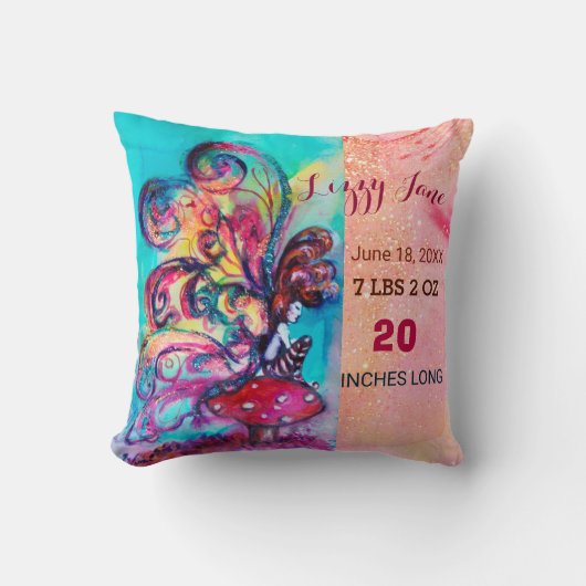 小小妖精や小人キノコ、女の子の赤ちゃんシャワーベビー状態 クッション (正面)