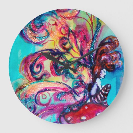 小小妖精や小人 ラージ壁時計 (正面)