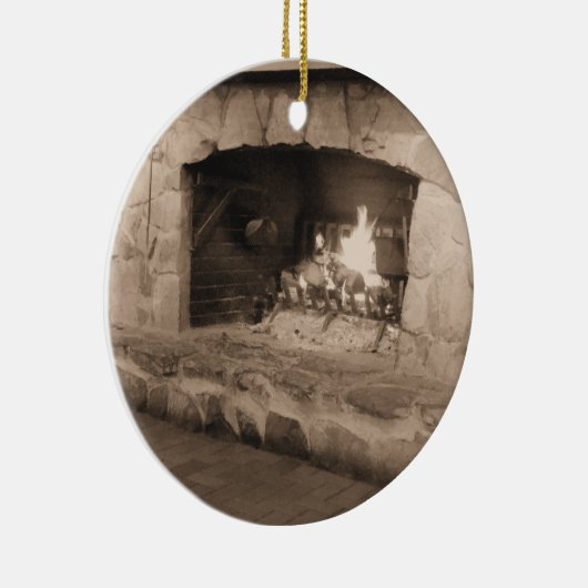 小屋のオーナメントの国のクリスマス セラミックオーナメント (右)