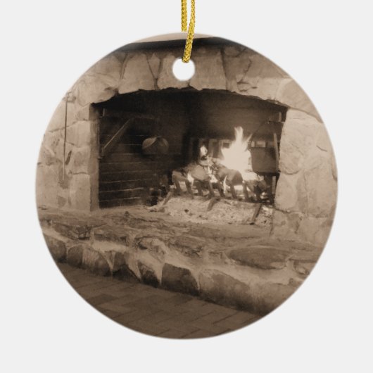 小屋のオーナメントの国のクリスマス セラミックオーナメント (正面)