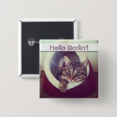 小屋のクローズアップの写真の虎猫の子猫 缶バッジ (正面&裏面)