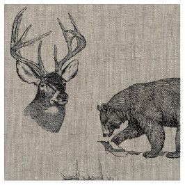 小屋のコレクションの森林動物 ファブリック