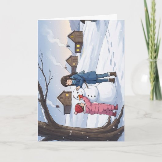 小屋の前の雪だるま カード (正面)