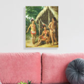 小屋の外の風下の島カリブファミリー， c.17 キャンバスプリント (インサイチュ (リビング))