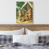 小屋の外の風下の島カリブファミリー， c.17 キャンバスプリント (インサイチュ (寝室))