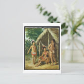 小屋の外の風下の島カリブファミリー, c.17 ポストカード (スタンド正面)