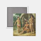 小屋の外の風下の島カリブファミリー, c.17 マグネット (正面/裏面)