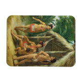 小屋の外の風下の島カリブファミリー， c.17 マグネット (横)