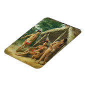 小屋の外の風下の島カリブファミリー， c.17 マグネット (左側)