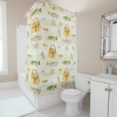 小屋の樺の木木低音のマスの魚を採取するヴィンテージ シャワーカーテン (インサイチュ)