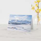 小屋の退去のSnowscape |のドロマイト カード (黄色い花)