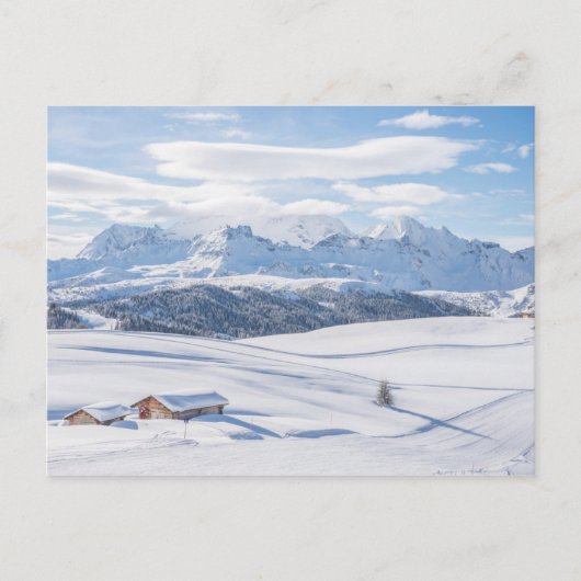 小屋の退去のSnowscape |のドロマイト ポストカード (正面)