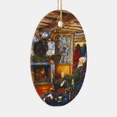 小屋|の素朴なクリスマスの休日の木のサンタ セラミックオーナメント (右)