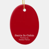 小屋|の素朴なクリスマスの休日の木のサンタ セラミックオーナメント (裏面)