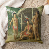 小屋、c.17の外のリーワード諸島のカリブ族家族 クッション (ブランケット)