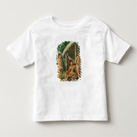 小屋、c.17の外のリーワード諸島のカリブ族家族 トドラーTシャツ (正面)
