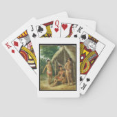 小屋、c.17の外のリーワード諸島のカリブ族家族 トランプ (裏面)