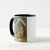 小屋、c.17の外のリーワード諸島のカリブ族家族 マグカップ (正面左)