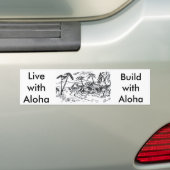 小屋、LivewithAloha、BuildwithAloha バンパーステッカー (車上)
