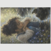 小川でカエルを見る小さな女の子 薄葉紙 (正面)