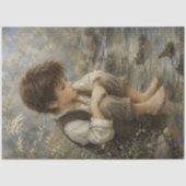 小川でカエルを観察する少年 薄葉紙 (正面)