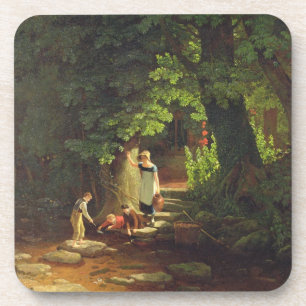 小川による子供、c.1822 (パネルの油) コースター