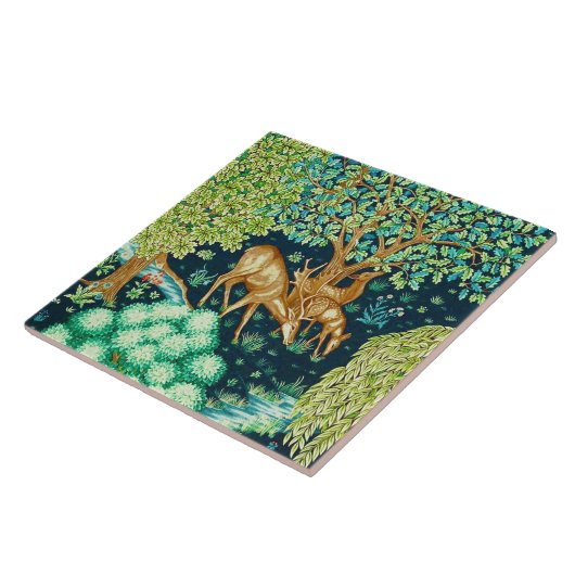 小川のタペストリーのプリントによるウィリアム・モリスのシカ タイル (側面)