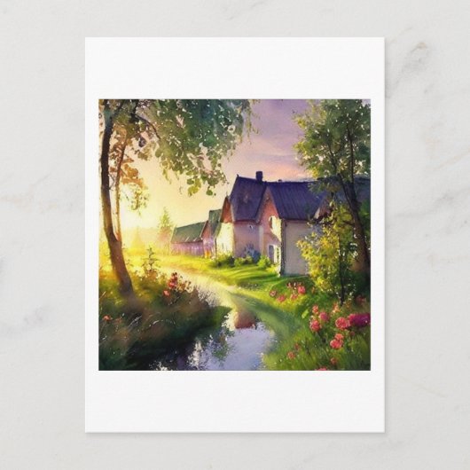 小川の小さな村 ポストカード (正面)