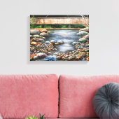 小川の美しい澄ん日は水岩を流す キャンバスプリント (インサイチュ (リビング))
