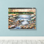 小川の美しい澄ん日は水岩を流す キャンバスプリント (インサイチュ (ウッドフロア))
