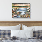 小川の美しい澄ん日は水岩を流す キャンバスプリント (インサイチュ (寝室))