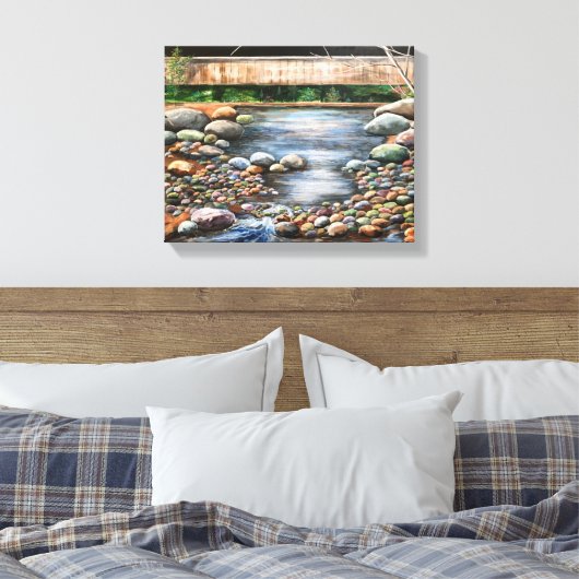 小川の美しい澄ん日は水岩を流す キャンバスプリント (インサイチュ (寝室))