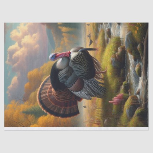 小川の野生の七面鳥の絵 薄葉紙 (正面)