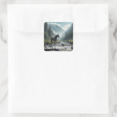 小川の馬ステッカー スクエアシール (バッグ)