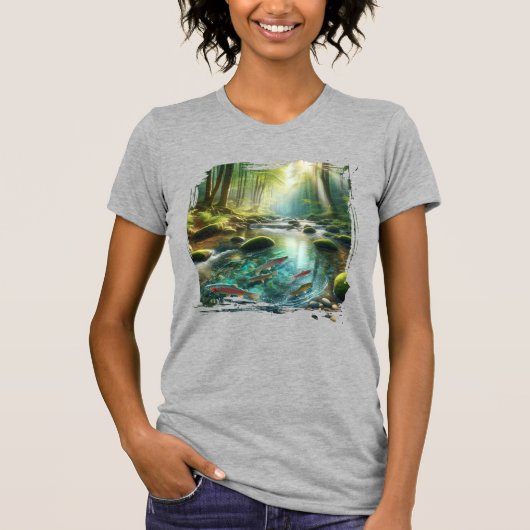 小川の魚 Tシャツ (正面)