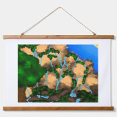 小川絵を描が落ちてい走る崖だ。 吊り下げ型タペストリー (正面)