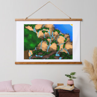 小川絵を描が落ちてい走る崖だ。 吊り下げ型タペストリー