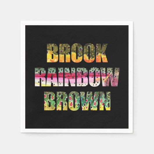 小川、虹、茶色のマスのスキン スタンダードカクテルナプキン (正面)