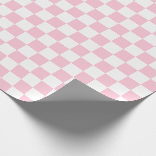 小市松模様に粒綿菓子ピンクホワイト市松模様に ラッピングペーパー (角)