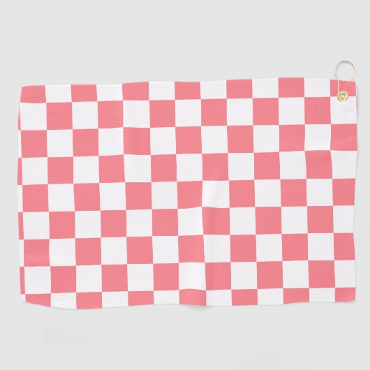 小市松模様に赤面ピンクホワイト市松模様に ゴルフタオル (横)