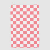 小市松模様に赤面ピンクホワイト市松模様に ゴルフタオル (正面)