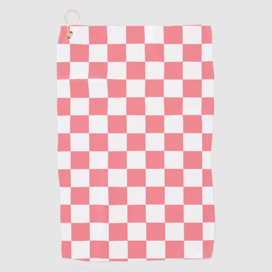 小市松模様に赤面ピンクホワイト市松模様に ゴルフタオル (正面)