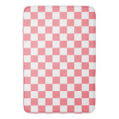 小市松模様に赤面ピンクホワイト市松模様に バスマット (正面縦)