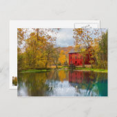 小径の水車と湧き水の感謝の気持ちを伝えるポストカード ポストカード (正面/裏面)