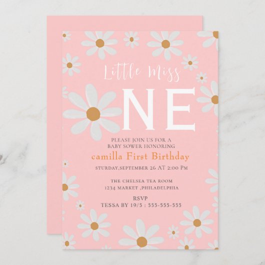 小恋しく思一ダーフルデイジー花が生まれる 招待状 (正面/裏面)