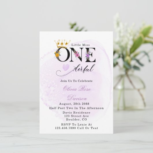 小恋しく思一ダーフル紫1歳の誕生日パーティー 招待状 (スタンド正面)