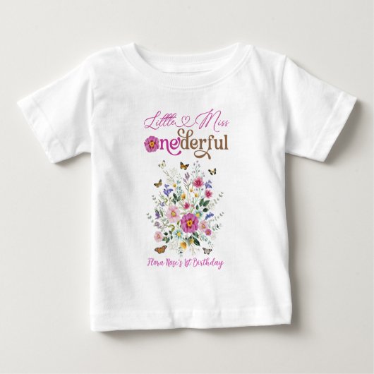 小恋しく思一ダーフル野花少女1歳 ベビーTシャツ (正面)