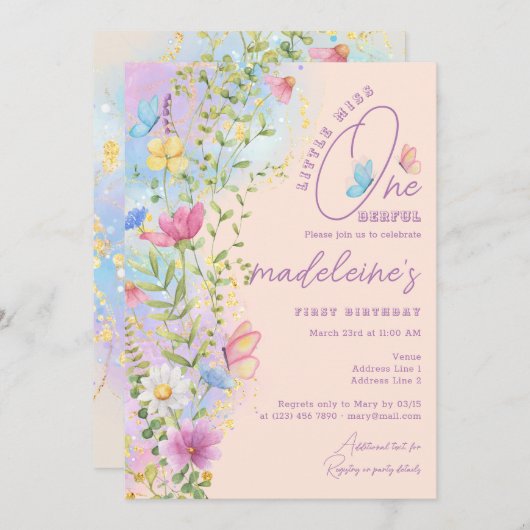 小恋しく思一ダーフル野花1日 招待状 (正面/裏面)