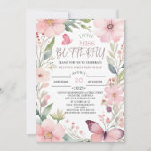 小恋しく思蝶ピンクフローラ1st誕生日 招待状 (正面)